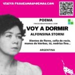 «Voy a dormir» de Alfonsina Storni (Poema)